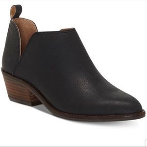Lucky Brand Fayth black leather ankle boots booties shoes women's 11 slip on